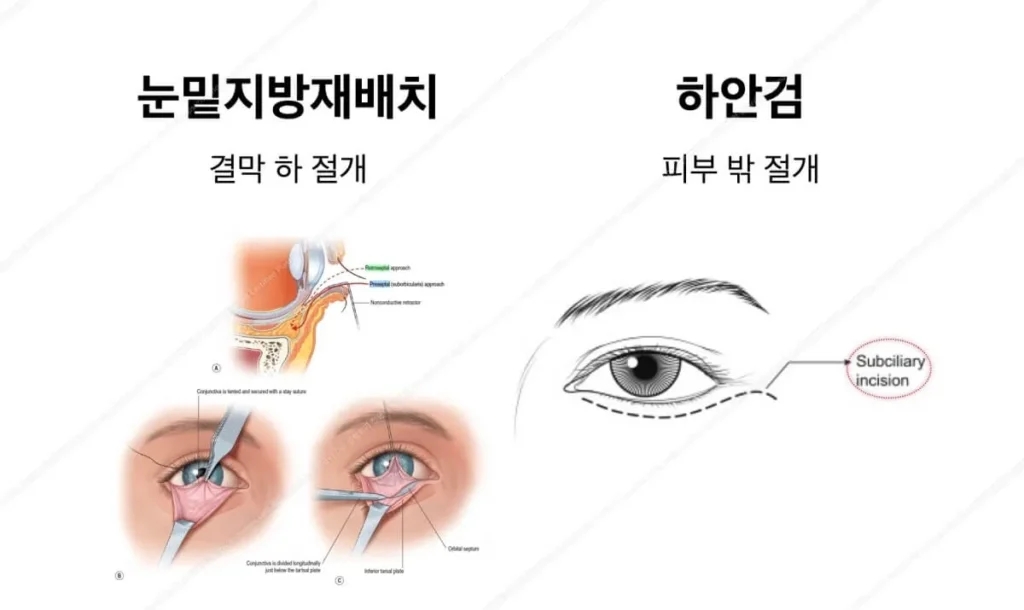 눈밑지방재배치 하안검 차이
